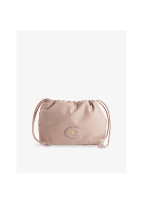 Womens Burberry Reversible Horseshoe Drawstring Woven Pouch​