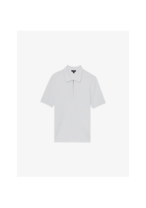 Mens Reiss Regis Half-Zip Short-Sleeve Stretch-Woven Polo