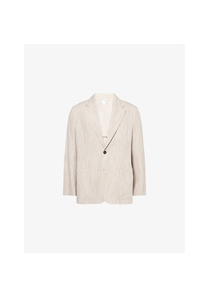 Mens Bottega Veneta Textured Single-Breasted Woven Jacket