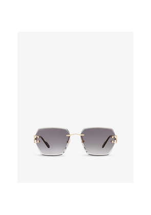 Womens Cartier ct0466S Square-Frame Metal Sunglasses