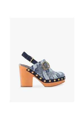 Womens Kurt Geiger London Mayfair Denim Clog Sandals