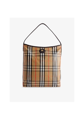 Womens Burberry Highlands Waxed-Cotton Blend Shoulder Bag