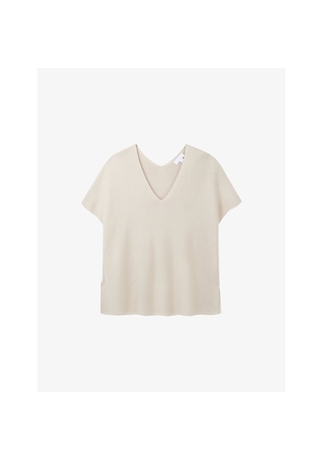 Womens The White Company Textured-Stitch Knitted Cotton T-Shirt