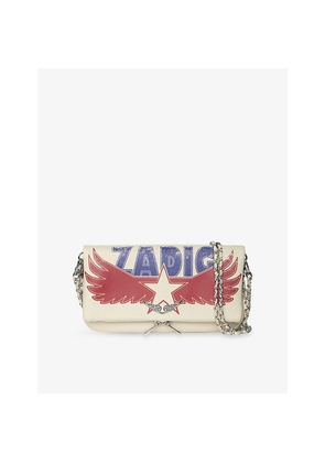 Womens Zadig&Voltaire Rock America Graphic-Print Leather Clutch Bag
