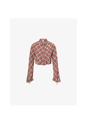 Womens Oude Waag Check-Print Cropped Cotton-Poplin Shirt