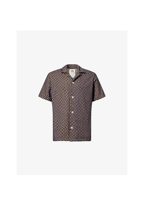 Mens Oas Puzzle Cuba Abstract-Print Cotton Shirt