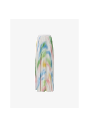 Womens Leem Abstract-Print Pleated Woven Maxi Skirt