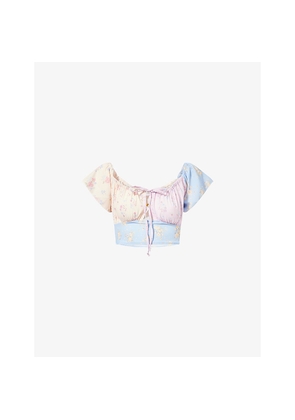 Womens Gracejacob Cici Ruffle Woven Crop Top