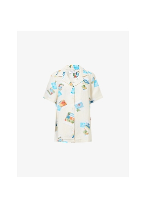 Womens Seafolly Sunset Short-Sleeve Linen-Blend Shirt