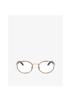 Womens Prada Pr B55V Oval-Frame Metal Optical Glasses