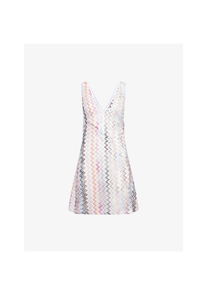 Womens Missoni Sequin-Embellished Chevron Woven Mini Dress