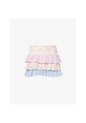 Womens Gracejacob Cici Ruffle Woven Mini Skirt