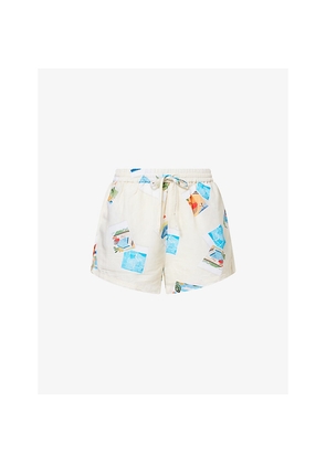 Womens Seafolly Sunset Printed Linen-Blend Shorts