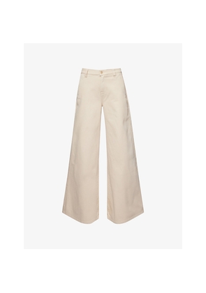 Womens 7 For All Mankind Willow Wide-Leg Stretch-Denim Trousers