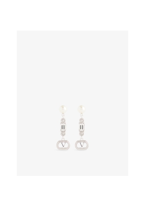 Womens Valentino Garavani Ovalette Metal, Pearl and Swarovski® Crystal Drop Earrings
