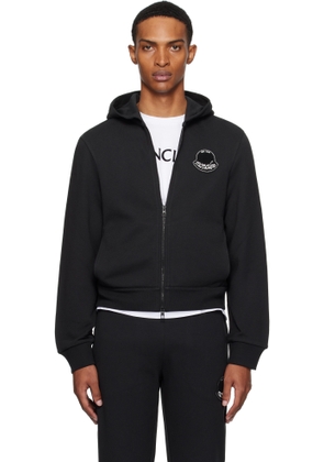 Moncler Black Logo Cotton Zip-Up Hoodie