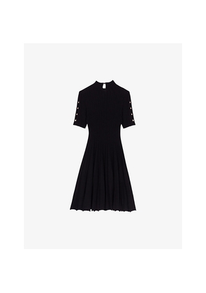 Womens Maje Clover-Embellished Short-Sleeve Stretch-Knit Mini Dress