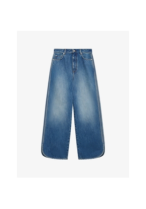 Womens Loewe Piped-Trim Loose-Leg Mid-Rise Denim Jeans