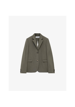 Womens Loewe Split-Back Single-Breasted Wool Blazer
