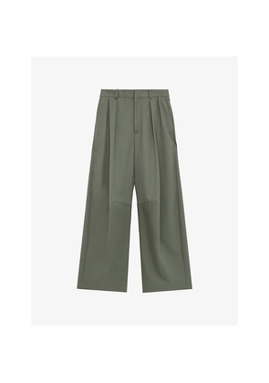 Womens Loewe Anagram-Embroidered Barrel-Leg Cotton-Blend Trousers