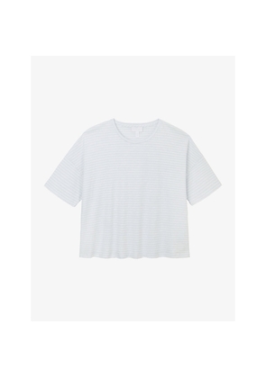 Womens The White Company Stripe-Print Boxy-Fit Cotton-Jersey T-Shirt