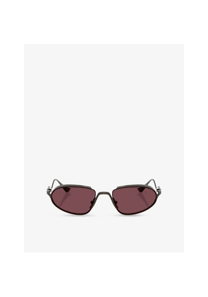 Ferrari Fh1022T Oval-Frame Metal Sunglasses