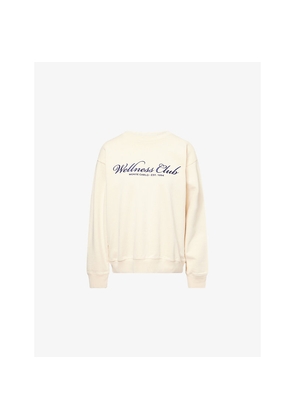 Womens Sporty & Rich Wellness Club Embroidered Crewneck Cotton-Jersey Sweatshirt