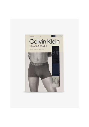 Mens Calvin Klein Soft Modal Logo-Waist Pack Of Three Stretch-Jersey Trunks