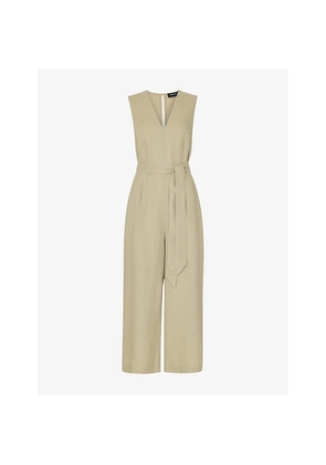Womens Whistles Belted Wide-Leg Linen Jumpsuit