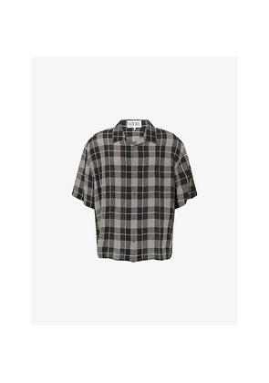 Mens Loewe Check-Print Short-Sleeves Woven Shirt