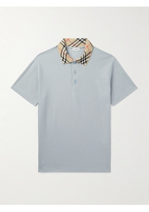 Burberry - Slim-Fit Checked Cotton-Piqué Polo Shirt - Men - Gray - XS