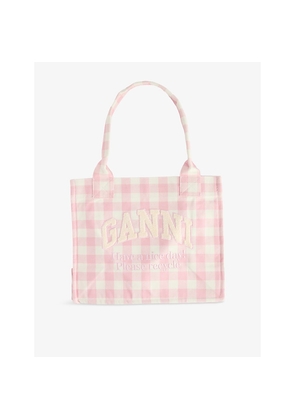 Womens Ganni Vichy Check Large Cotton Shopper Bag