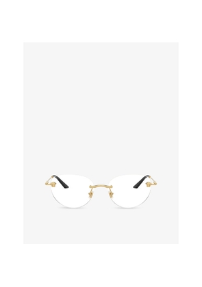 Womens Versace Ve1305 Round-Frame Metal Optical Glasses