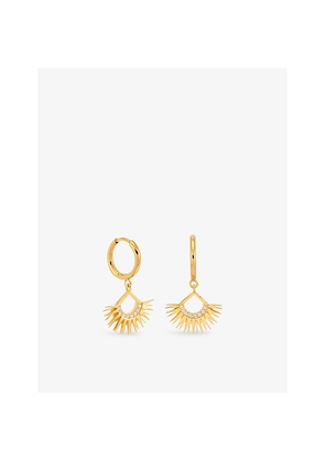 Womens Rachel Jackson Rising Sun 22ct Yellow Gold-Plated Sterling-Silver and White Topaz Huggie Hoop Earrings
