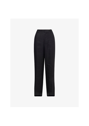 Womens Polo Ralph Lauren Herringbone Wide-Leg Linen Trousers