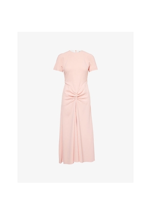 Womens Victoria Beckham Gathered Round-Neck Crepe Midi Dress