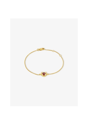 Womens Rachel Jackson Electric Love Heart 22ct Yellow Gold-Plated Sterling-Silver and Garnet Bracelet