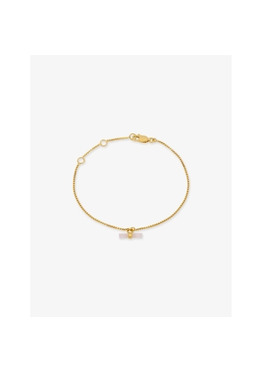 Womens Rachel Jackson Mini Love T-Bar 22ct Yellow Gold-Plated Sterling-Silver and Rose Quartz Bracelet