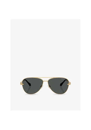 Womens Versace Ve2283 Aviator-Frame Metal Sunglasses