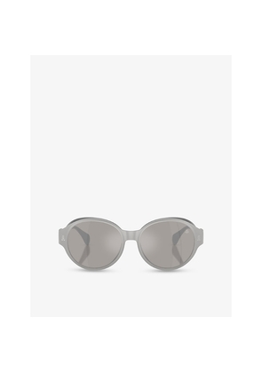 Womens Moncler Me4005T Round-Frame Metal Sunglasses