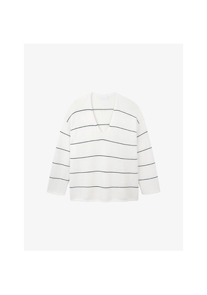 Womens The White Company Striped Oversized-Fit Cotton and Wool-Blend Jumper