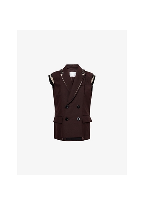 Womens Sacai Double-Breasted Relaxed-Fit Woven Vest