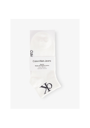 Womens Calvin Klein Branded Pack Of Two Cotton-Blend Ankle Socks