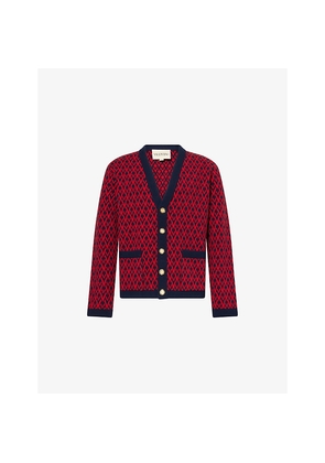 Mens Valentino Garavani Monogram V-Neck Wool Cardigan