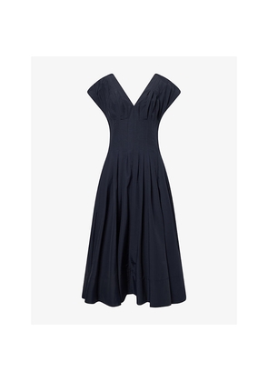 Womens Simkhai Nina Pleated Cotton-Blend Midi Dress