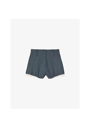 Womens Sandro Striped High-Rise Woven Shorts