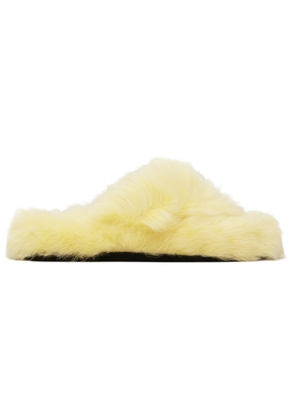 Acne Studios Yellow Shearling Sandals