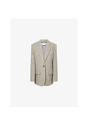 Womens Stella Mccartney Herringbone Single-Breasted Wool and Silk Blazer