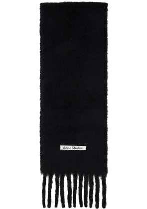 Acne Studios Black Mohair Logo Scarf