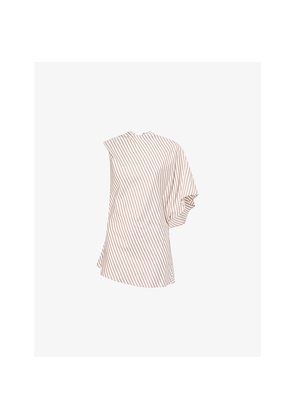 Womens Stella Mccartney Asymmetric Stripe Silk-Blend Top